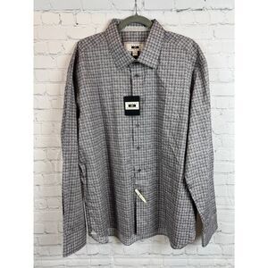 JOSEPH ABBOUD 100% cotton non-iron gray white dress mens shirt XXL NWT